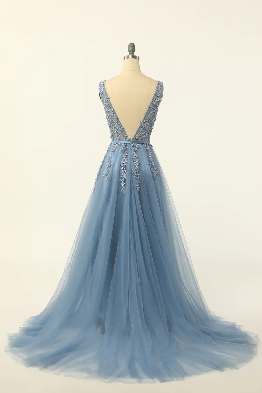 Prom Dresses HELLYMOON | Tulle A Line Prom Dress With Appliques Blue