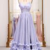 Prom Dresses HELLYMOON | A-Line Spaghetti Strap Long Prom Dress With Slit Lavender