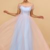 Partywear HELLYMOON | A Line Spaghetti Straps Blue Tulle Long Bridesmaid Dress Blue Pink