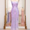 Prom Dresses HELLYMOON | Mermaid Spaghetti Straps Backless Long Prom Dress With Sequin Lilac