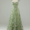 Prom Dresses HELLYMOON | Tulle Corset Long Prom Dress With 3D Butterflies Green