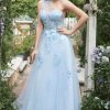 Prom Dresses HELLYMOON | One Shoulder A Line Tulle Prom Dress With Beading Blue