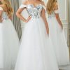 Prom Dresses HELLYMOON | A-Line Off The Shoulder Tulle Corset Prom Dress White