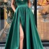 Prom Dresses HELLYMOON | Satin A Line Prom Dress With Pockets