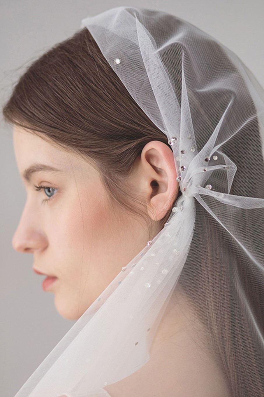 Accessories HELLYMOON | Vintage Hat Style Bridal Veils With Beading White