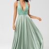 Partywear HELLYMOON | A Line V-Neck Long Bridesmaid Dress With Beading