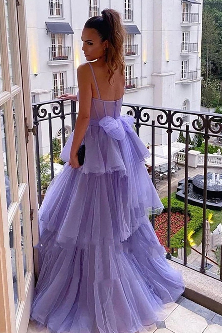 Prom Dresses HELLYMOON | Layered Corset Princess Prom Dress With Bow Lavender