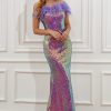 Prom Dresses HELLYMOON | Light Purple Sequined Gradient Evening Dress With Feathers Lightpurple