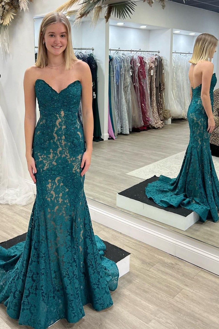 Special Occasion HELLYMOON | Mermaid Strapless Prom Dress With Lace