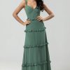 Partywear HELLYMOON | A Line Off The Shoulder Long Bridesmaid Dress Eucalyptus