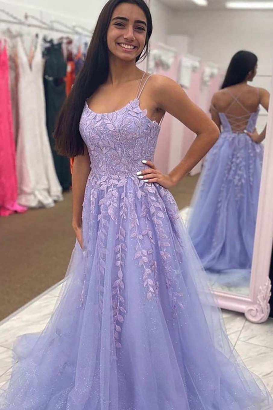 Prom Dresses HELLYMOON | Tulle A Line Prom Dress With Appliques