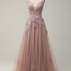 Special Occasion HELLYMOON | A Line Spaghetti Straps Long Prom Dress With Appliques